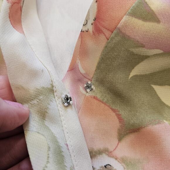 Vtg Jaclyn Smith Floral Babydoll Blouse Women 1X Pastel Fairy Cottagecore Easter - Picture 4 of 9